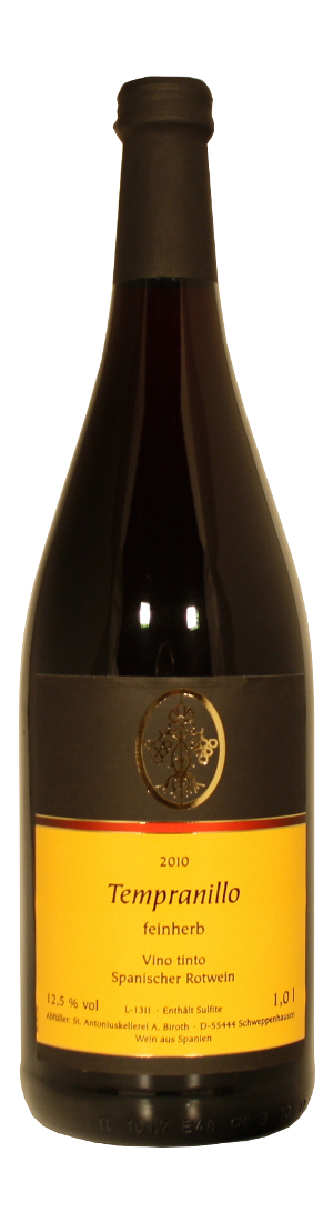 2010 Tempranillo spanischer Wein feinherb 1,0 l
